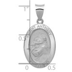 14k White Gold Polished and Satin Hollow St. Anthony Medal Oval Pendant - Image 3