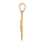 14k Polished and Satin Hollow St Edward Medal Round Pendant - Image 2