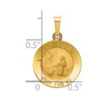 14k Polished and Satin Hollow St Francis Medal Round Pendant - Image 3