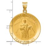 14k Polished and Satin Large Hollow St. Jude Thaddeus Medal Round Pendant - Image 3