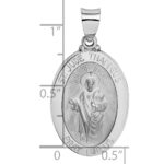 14K White Gold Polished and Satin Hollow St Jude Thaddeus Medal Oval Pendant - Image 3