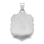 14K White Gold Polished and Satin Hollow Large St. Michael Medal Badge Pendant - Image 4