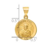 14k Polished and Satin Hollow St Paul Medal Round Pendant - Image 3
