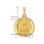 14k Polished and Satin Hollow Saint Peter Medal Round Pendant - Image 3
