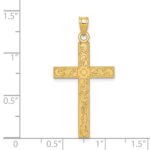 14k Etched Floral Cross Pendant - Image 3