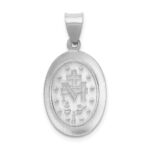 14k White Gold Polished and Satin Hollow Miraculous Medal Oval Pendant - Image 3