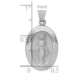14k White Gold Polished and Satin Hollow Miraculous Medal Oval Pendant - Image 4