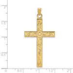 14k Etched Floral Design Cross Pendant - Image 3