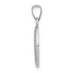 14k White Gold Polished and Satin Hollow Miraculous Medal Oval Pendant - Image 2