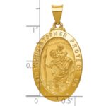 14k Polished and Satin Hollow St Christopher Medal Oval Pendant - Image 3