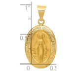 14k Polished and Satin Hollow Miraculous Medal Oval Pendant - Image 3