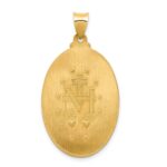 14k Polished and Satin Hollow Miraculous Medal Oval Pendant - Image 4