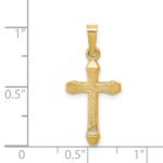 14k Textured and Polished Latin Cross Pendant - Image 3
