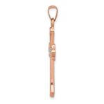 14K Rose Gold and White Rhodium Fleur de Lis Cross Pendant - Image 2