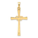 14K Two-tone Textured and Polished Latin Cross with Hearts Pendant - Image 4