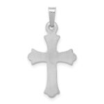 14K White Gold Diamond Fleur De Lis Cross with Heart Pendant - Image 4