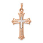 14K Two-Tone Fleur de Lis Cross Pendant