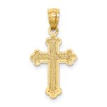 14k Gold Polished Small Budded Cross Charm - Image 4