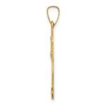 14k and White Rhodium Polished Claddagh Cross Pendant - Image 2