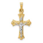 14k Two-Tone Polished INRI Crucifix Cross Pendant