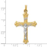 14k Two-Tone Textured and Polished INRI Crucifix Pendant - Image 4