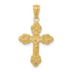 14k Gold Polished INRI Small Crucifix Pendant