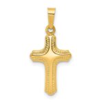 14k Polished and Textured Cross Pendant