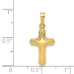14k Polished and Textured Cross Pendant - Image 4