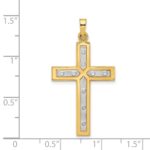 14K and White Rhodium Polished and Satin Cross Pendant - Image 4
