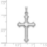 14k White Gold Polished Fleur de Lis Cross Pendant - Image 4