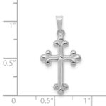 14k White Gold Polished Budded Cross Pendant - Image 4