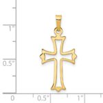 14k Polished Cut-out Fleur de Lis Cross Pendant - Image 4