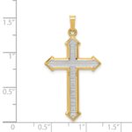 14k and White Rhodium Polished and Textured Passion Cross Pendant - Image 4