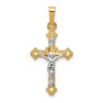 14k Two-tone Polished INRI Crucifix Pendant