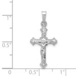 14k White Gold Polished INRI Crucifix Pendant - Image 4