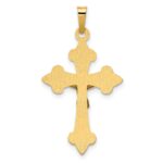 14k Two-tone Polished Fleur de Lis INRI Crucifix Pendant - Image 3