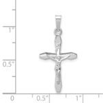 14k White Gold Polished INRI Crucifix Pendant - Image 4
