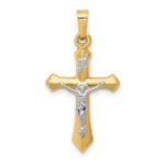 14k Two-tone Polished INRI Crucifix Pendant