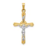 14K Two-tone Polished Inri Crucifix Pendant