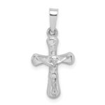 14k White Gold Polished INRI Rounded Crucifix Pendant