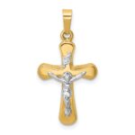 14k Two-tone Polished Rounded Crucifix Pendant