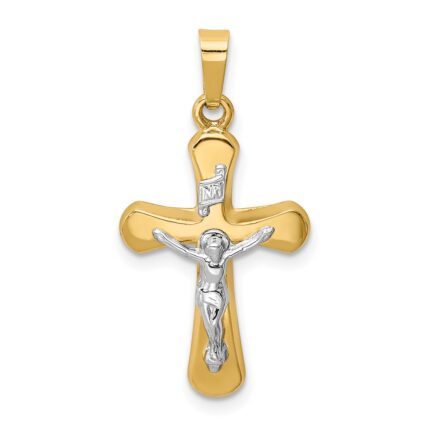 14k Two-tone Polished Rounded Crucifix Pendant