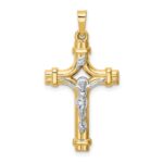 14k Two-tone Polished INRI Crucifix Pendant