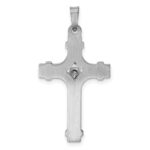 14k White Gold Polished INRI Crucifix Pendant - Image 3