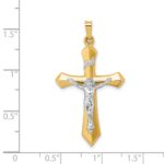 14k Two-tone Polished INRI Crucifix Pendant - Image 4