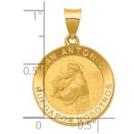 14K Polished and Satin Hollow Spanish San Antonio Medal Round Pendant - Image 4