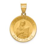14K Polished and Satin St. Cecilia Hollow Medal Pendant