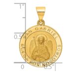14K Polished and Satin Hollow Spanish San Gabriel Medal Round Pendant - Image 4