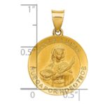 14K Polished  and  Satin Hollow Spanish Santa Lucia Medal Round Pendant - Image 3