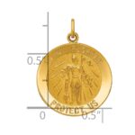 14k Polished and Satin Solid Medium St. Florian Medal Round Pendant - Image 3